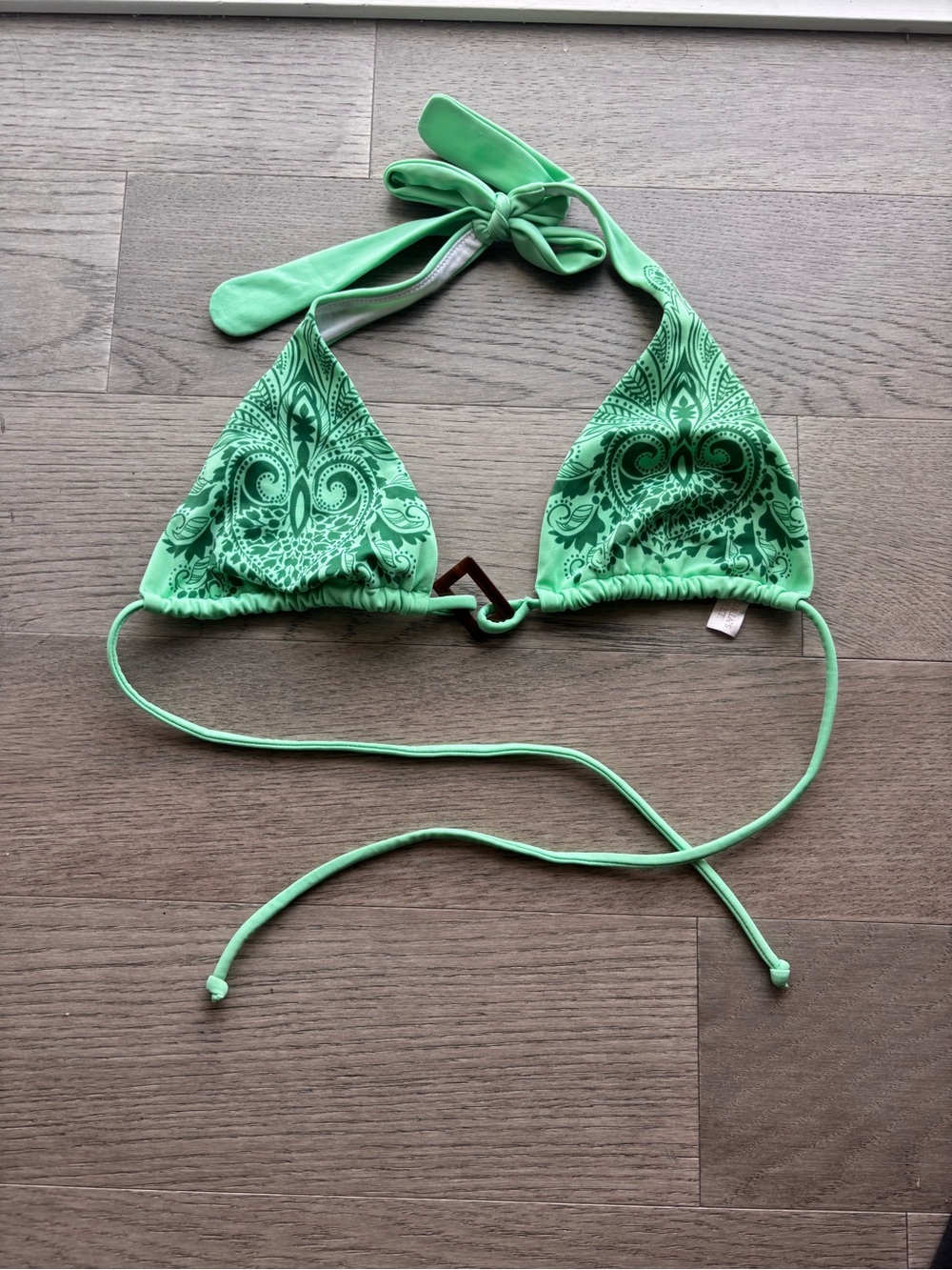 Victoria's Secret Green Paisley Triangle Bikini Top